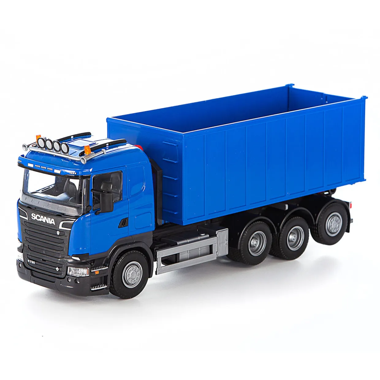 EMEK LEKSAKSBIL LASTBIL MED LYFTKROK SCANIA BLÅ 1:25