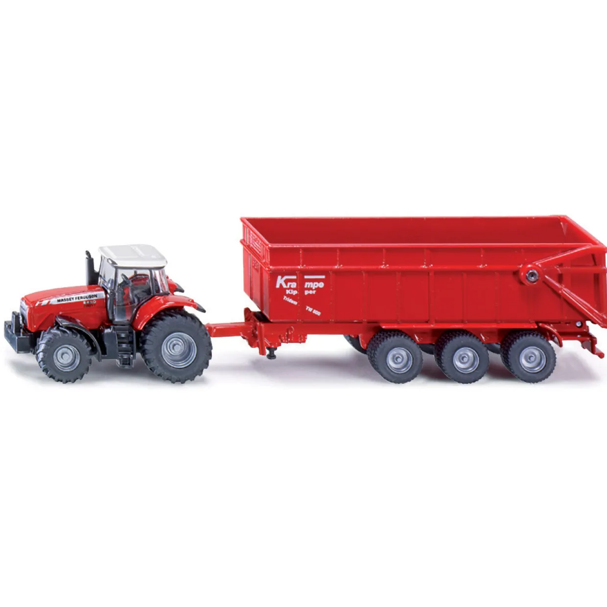 SIKU TRAKTOR MASSEY FERGUSON MED 3-AXLAT SLÄP 1:87