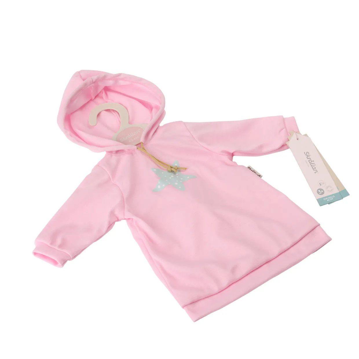 SKRÅLLAN DOCKKLÄDER HOODIE-KLÄNNING 45 CM